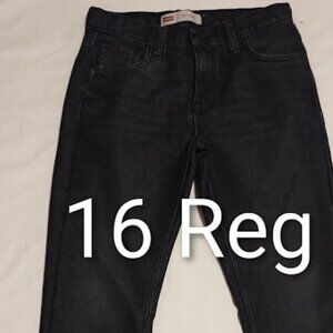 Levis 511 Slim Regular jeans size 16 boys mens 30x29 Black distressed Denim